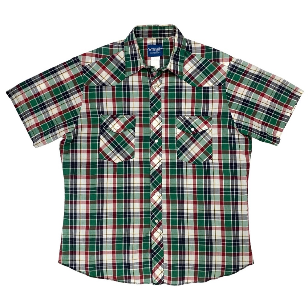 Wrangler Western Shirts Vintage Plaid Pearl Snap Button Up Shirt Size Large